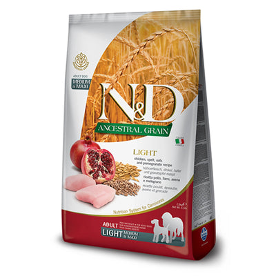 N&D Ancestral Grain CHICKEN & POMEGRANATE LIGHT MEDIUM & MAXI - PetsCura