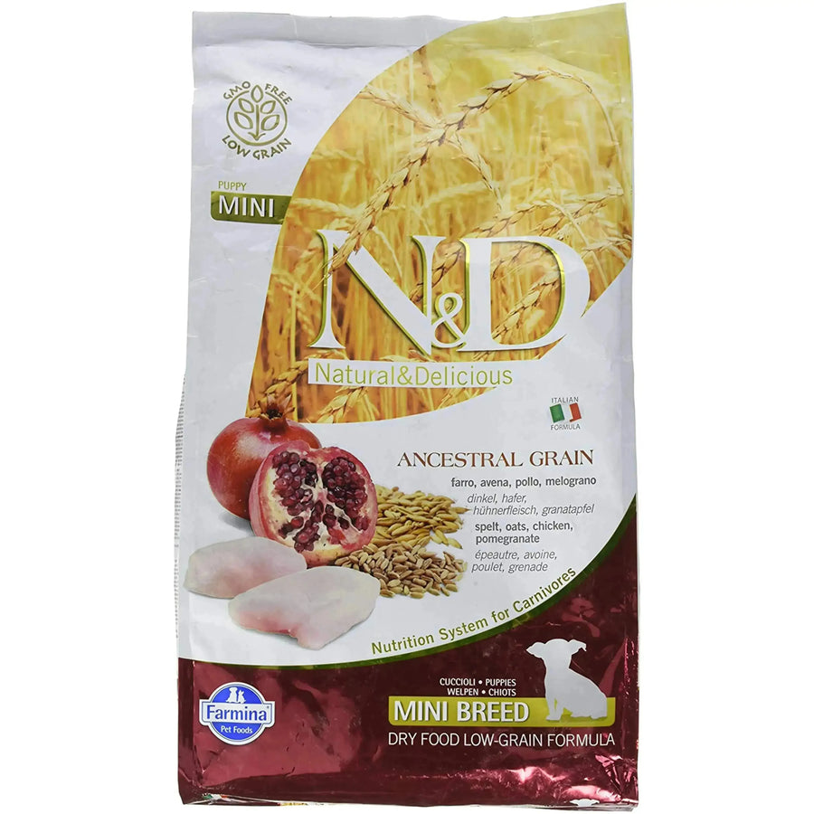 N&D Ancestral Grain Chicken & Pomegranate Adult Mini Food - PetsCura