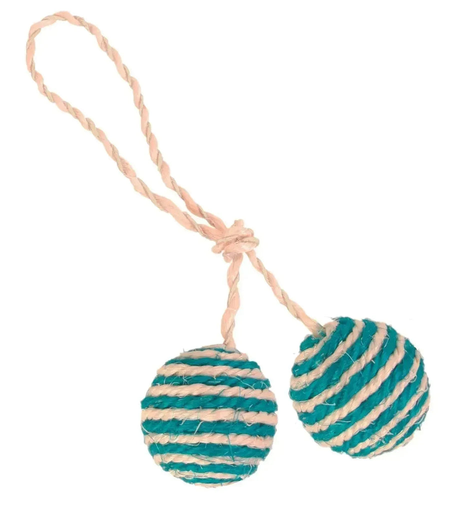 2 Ball On a Rope Sisal with Bell - Cat Toys - PetsCura