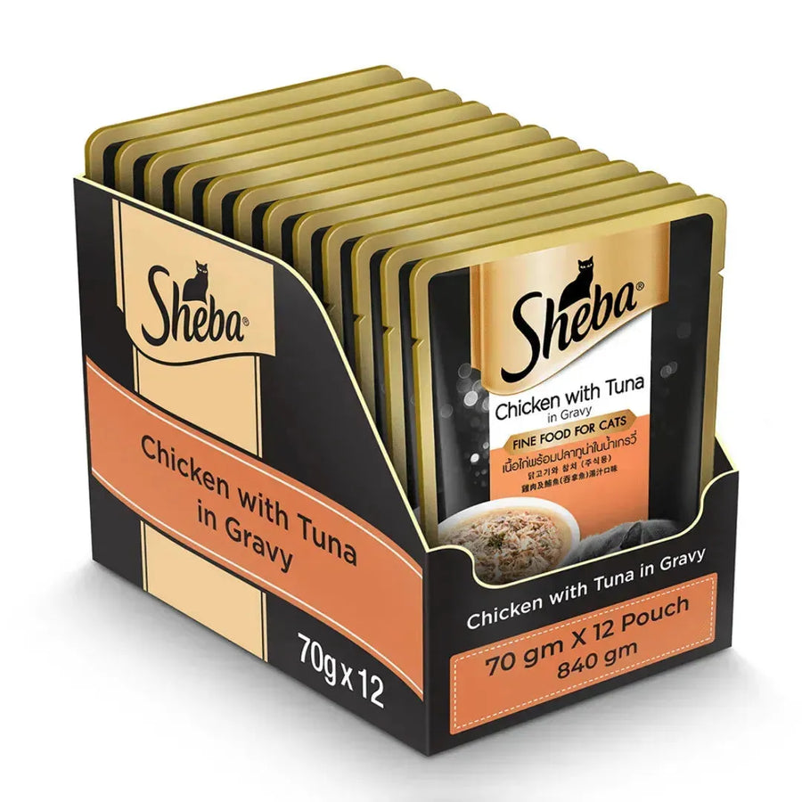 Sheba Premium Wet Cat Food - Chicken With Tuna In Gravy - PetsCura