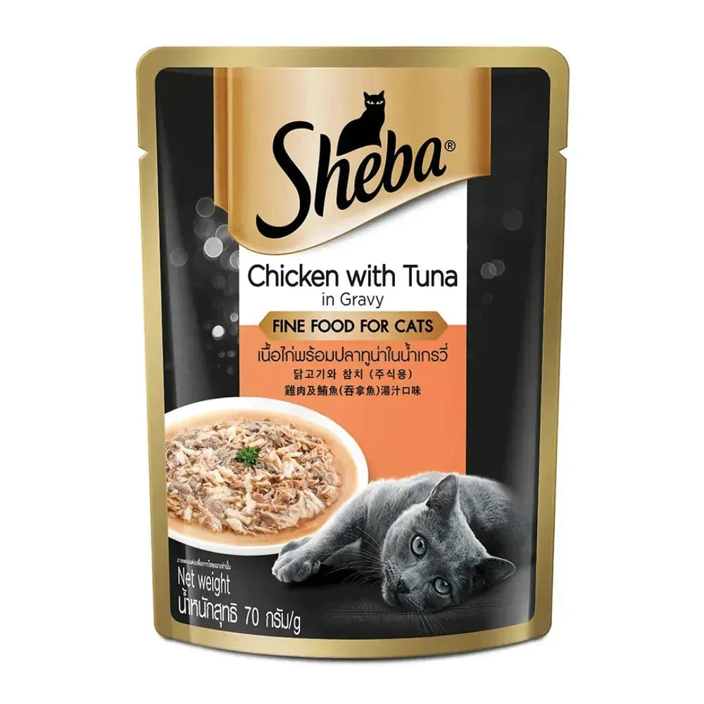 Sheba Premium Wet Cat Food - Chicken With Tuna In Gravy - PetsCura