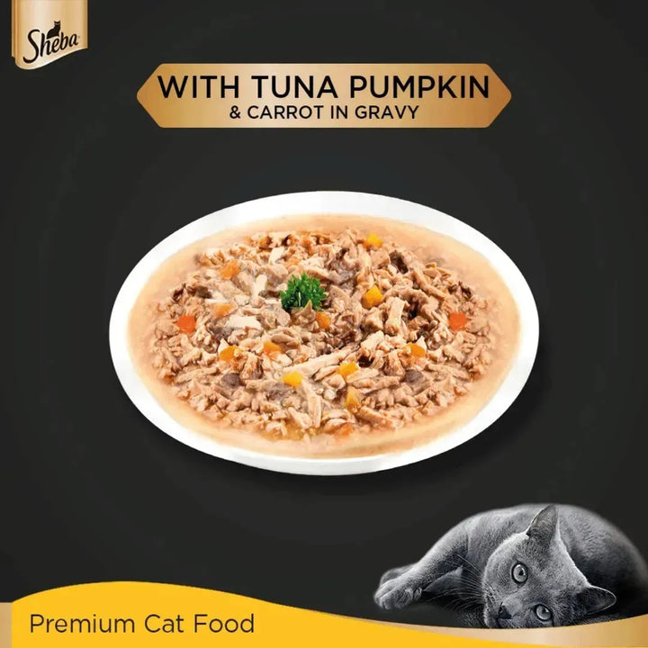 Sheba Premium Wet Cat Food - Tuna Pumpkin & Carrot In Gravy - PetsCura