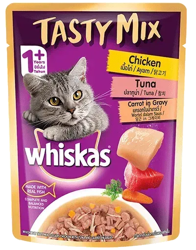 Whiskas Tasty Mix Chicken Tuna And Carrot In Gravy - PetsCura